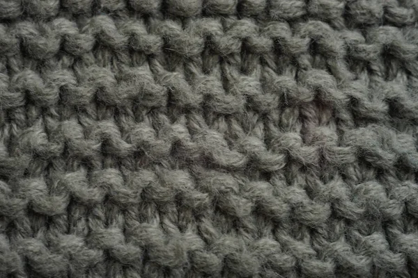 Dark Grey Knitted Background Thread Pattern — Zdjęcie stockowe