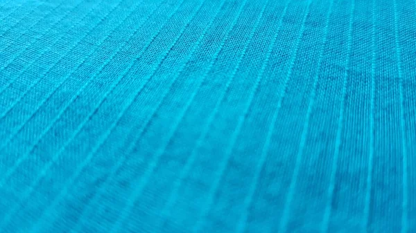 Blue Cotton Fabric Stripes Background Close — 图库照片