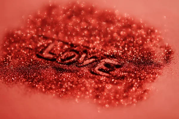 Brillant Fond Rouge Scintille Avec Texte Amour — Photo