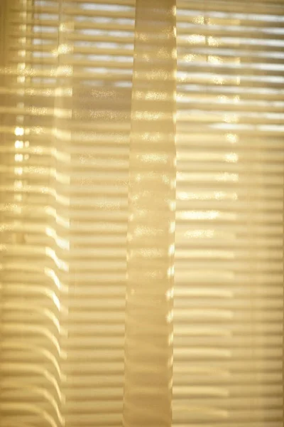 Sunny Organza Tulle Golden Sun Light Blinds Shadows — Stock Photo, Image