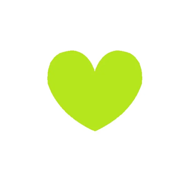 Jedno Zielone Serce Białym Tle Środku — Zdjęcie stockowe