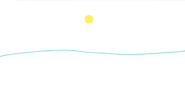Μικρός Κίτρινος Ήλιος Μπλε Κύμα Χειροποίητο Αφηρημένο Σχέδιο Της Φύσης — Φωτογραφία Αρχείου