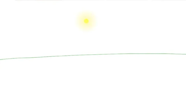 Μικρός Κίτρινος Ήλιος Πράσινο Κύμα Λόφου Χειροποίητο Αφηρημένο Σχέδιο Φύσης — Φωτογραφία Αρχείου