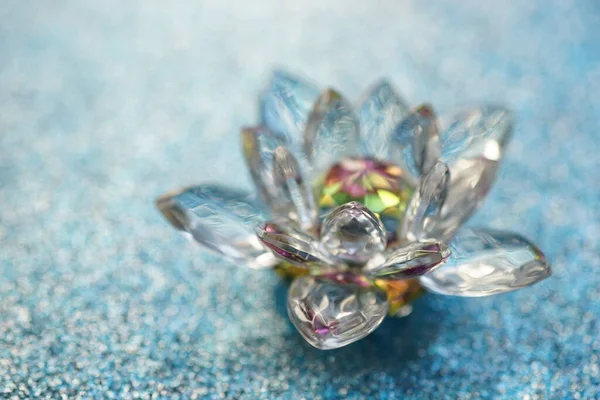 Crystal Lotus Blått Skinande Bord Vishuddha Chakra Symbol Esoterisk Reiki — Stockfoto