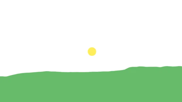 Πράσινο Πεδίο Και Ήλιος Ένα Λευκό Απομονωμένο Φόντο Κενό Πανό — Φωτογραφία Αρχείου