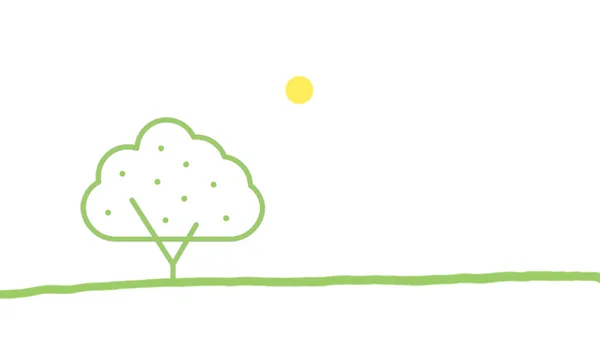 Καλοκαιρινό Πεδίο Πράσινο Δέντρο Και Ήλιο Λευκό Απομονωμένο Φόντο Κενό — Φωτογραφία Αρχείου