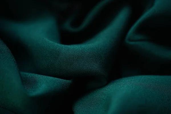 Delicate Dark Green Fabric Emerald Material Chiffon Waves —  Fotos de Stock