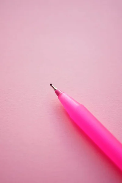 Pink Ballpoint Pen Pink Paper — Stock Photo, Image