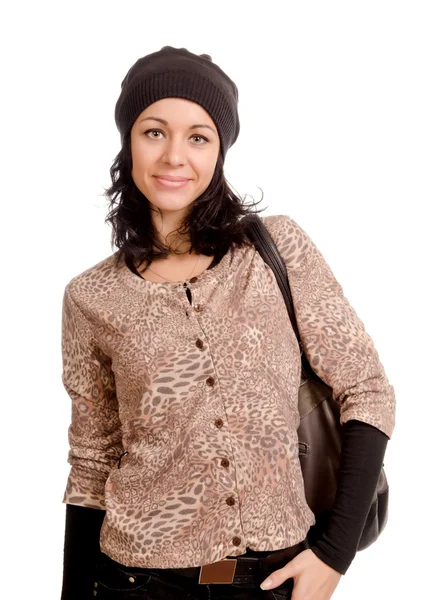 Atrakcyjna kobieta ubrana na zimę — Zdjęcie stockowe