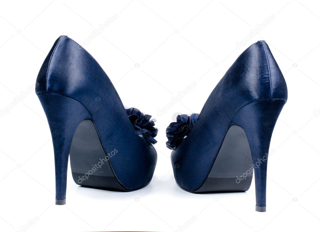 Pair of elegant ladies shoes from the rear