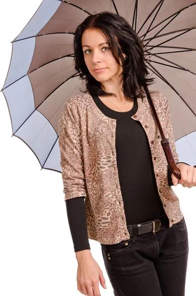一把伞的时尚女人 — 图库照片