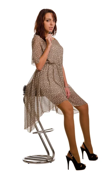 Attraktive Frau im durchsichtigen Kleid — Stockfoto