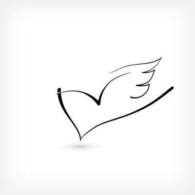 özgür aşk için en az bir logo olarak kanatlı kalp