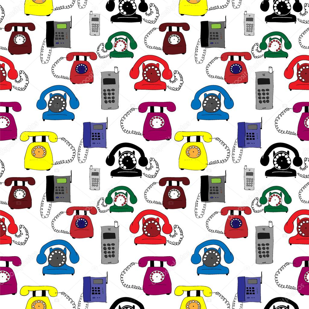 Illustration with different types of telephones
