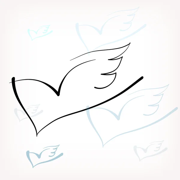 Ilustração gráfica de um coração com asas —  Vetores de Stock