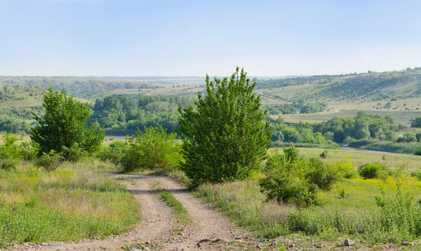 Rural dirt track in a green valley — Stock Photo, Image