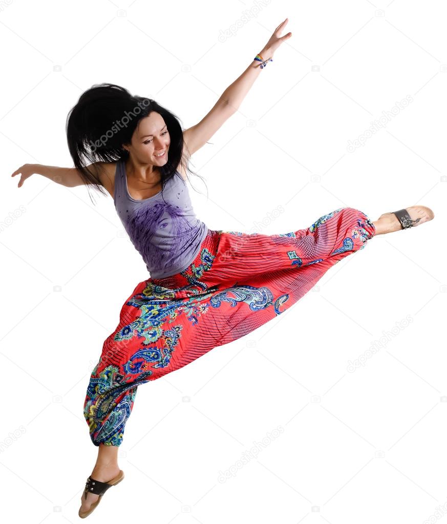 Agile young woman dancing