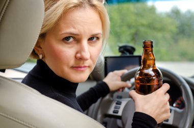 Aggressive drunk woman driver clipart