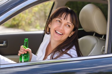 Drunk woman driving clipart