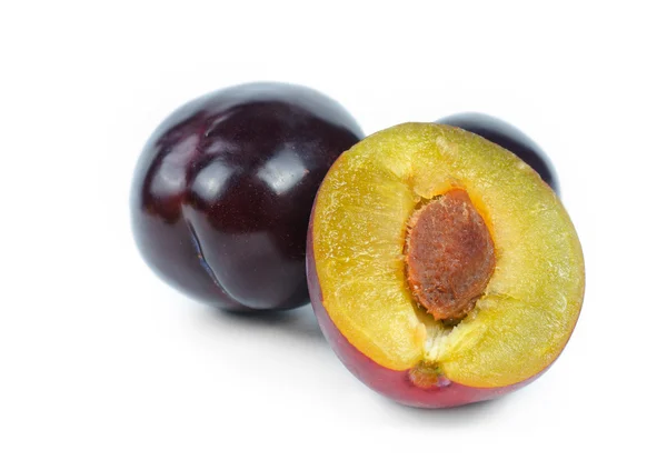Fresh plums isolated on white — Stock Photo, Image