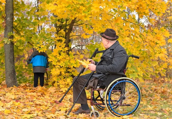 Handicap grootvader en kleinkind buitenshuis — Stockfoto