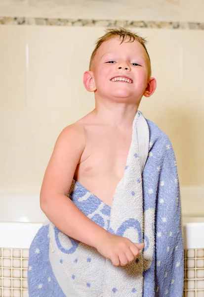 Mischievous little boy in his bath — Stock Photo, Image