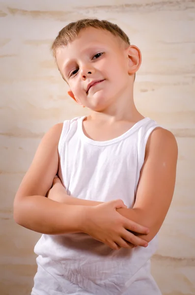 Cute boy with a nasty facial expression — Stock Photo, Image