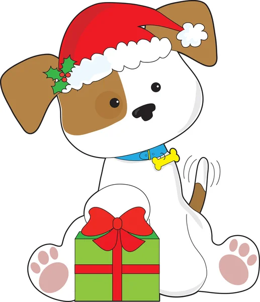 クリスマスの子犬 — ストックベクタ