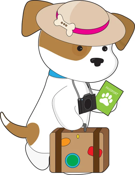 Cachorro de viaje — Vector de stock