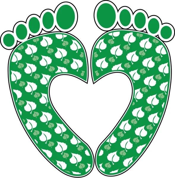 Zelená stopa srdce — Stockový vektor