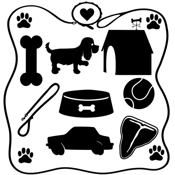 Dog Stuff Silhouettes — Stock Vector