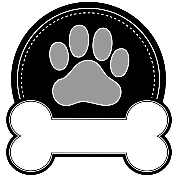 Dog Bone and Paw — Stock Vector