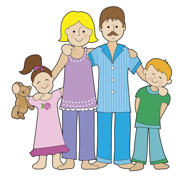 Famiglia in pigiama — Vettoriale Stock
