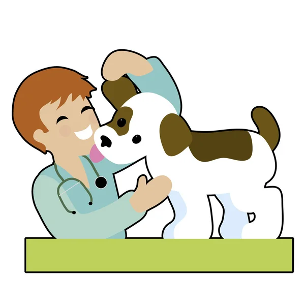 Cachorro y veterinario — Vector de stock