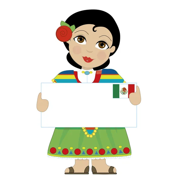 Sinal de menina mexicana —  Vetores de Stock