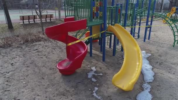 Flying Closed Playground Due Covid — Stock Video