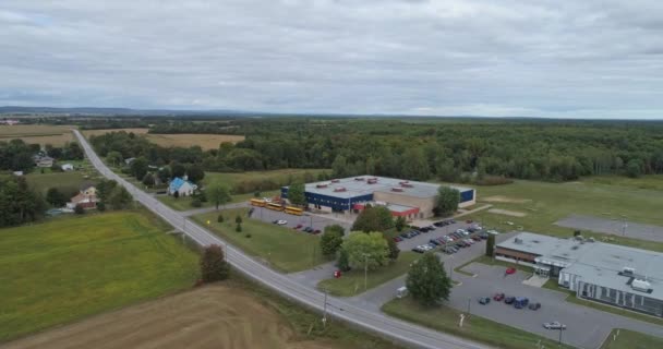 High Aerial View School Surrounding Saint Genevieve Batiscan — Wideo stockowe