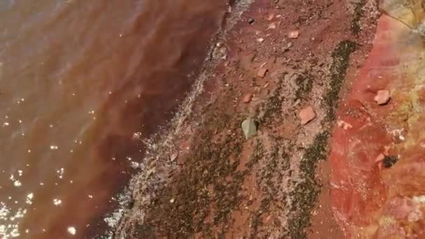 Vidéo Avec Drone Vue Directe Dessous Plage Terre Rouge Avec — Video