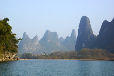 yu uzun nehir manzara yangshuo, guilin, guanxi Eyaleti, Çin