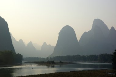 yu uzun nehir manzara yangshuo, guilin, guanxi Eyaleti, Çin