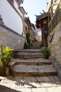 sokak lijiang eski şehir, yunnan Eyaleti, Çin.