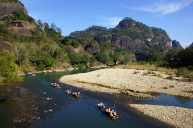 rafting Wuyishan dağlarda, Çin bambu