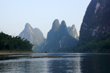 yu uzun nehir manzara yangshuo, guilin, guanxi Eyaleti, Çin