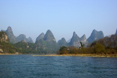 yu uzun nehir manzara yangshuo, guilin, guanxi Eyaleti, Çin