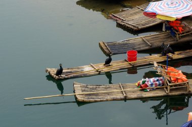 yu uzun nehir manzara yangshuo, guilin, guanxi Eyaleti, Çin