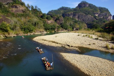 rafting Wuyishan dağlarda, Çin bambu