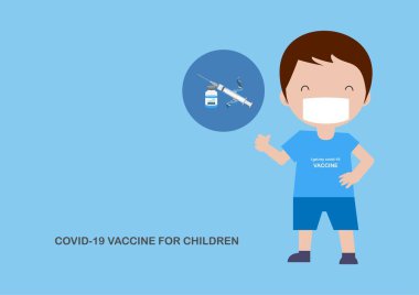 Covid-19 vaccine for children. Messenger RNA approved for vaccination in young child. Vector illustration. clipart