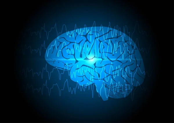 Konzepte Menschlicher Fokaler Anfälle Oder Epilepsie Und Gehirnwellen Auf Blauem — Stockvektor