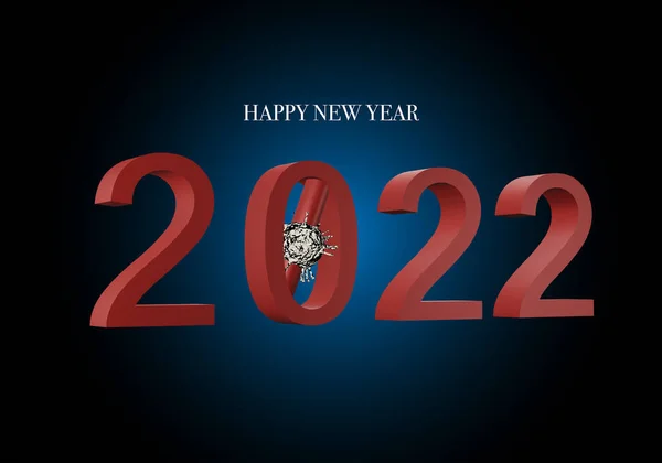Gelukkig Nieuwjaar 2022 Stop Covid Bord Einde Van Covid Pandemie — Stockfoto