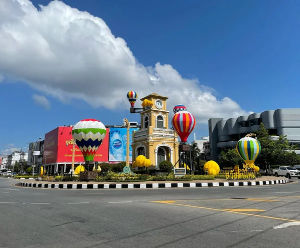 January 2022 Phuket Thailand Clock Tower Phuket City Blue Sky — Stock Photo, Image